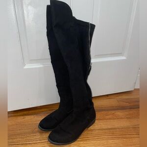 Black Suede Knee High Boots